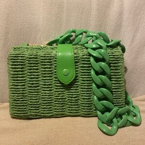 a new day Green Woven Crossbody Bag with Chain Strap